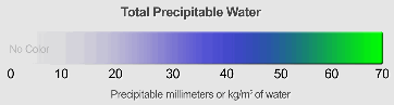 World Wide Total Daily Precipitable Water Map Legend